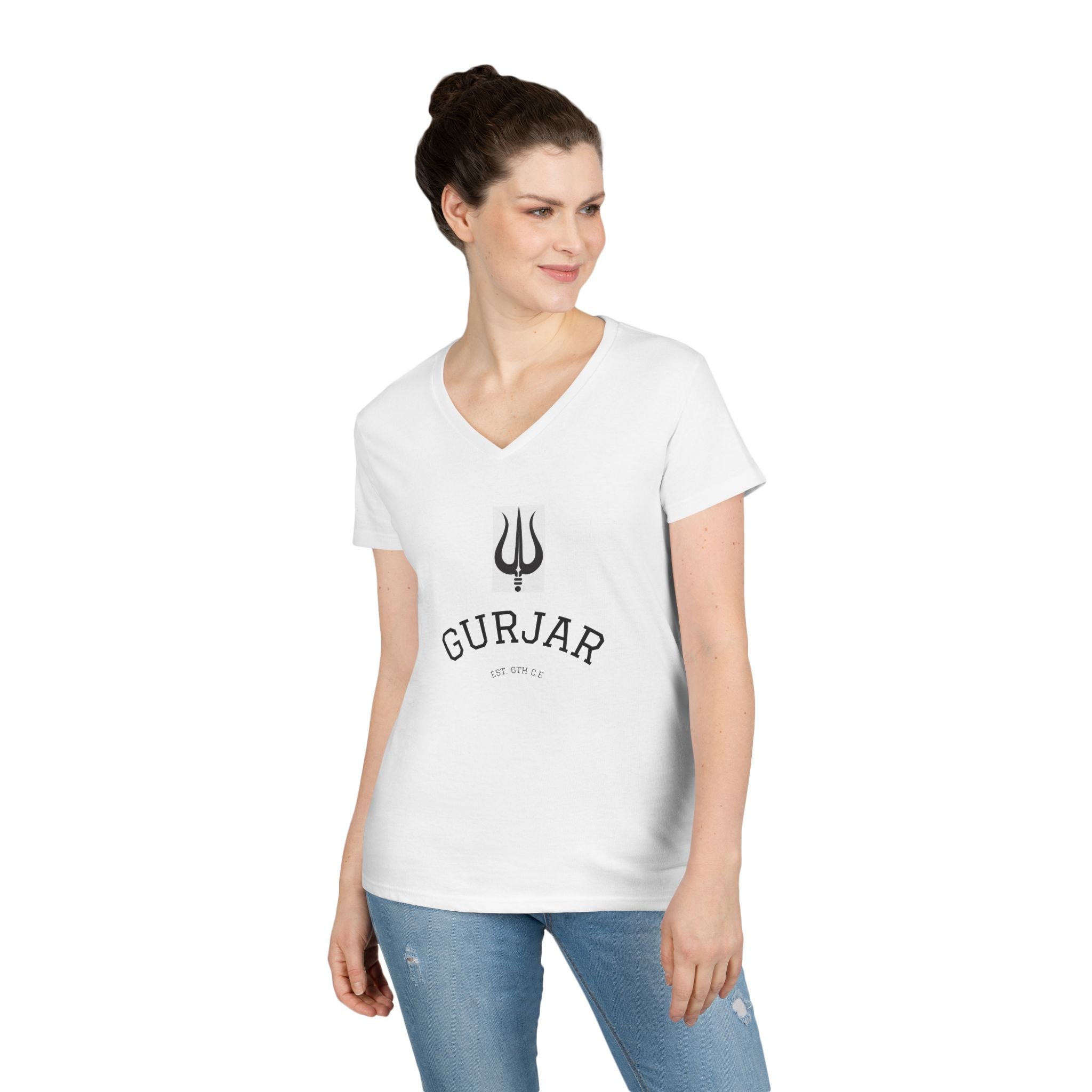 Gurjar Women’s V-Neck T-Shirt — Trident Logo Tee